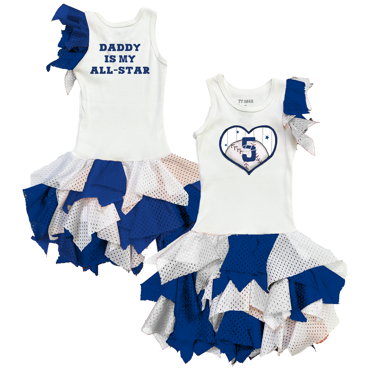 VIP Baseball: Pinstripe Heart All Star 2026 - Falling Mesh Dress