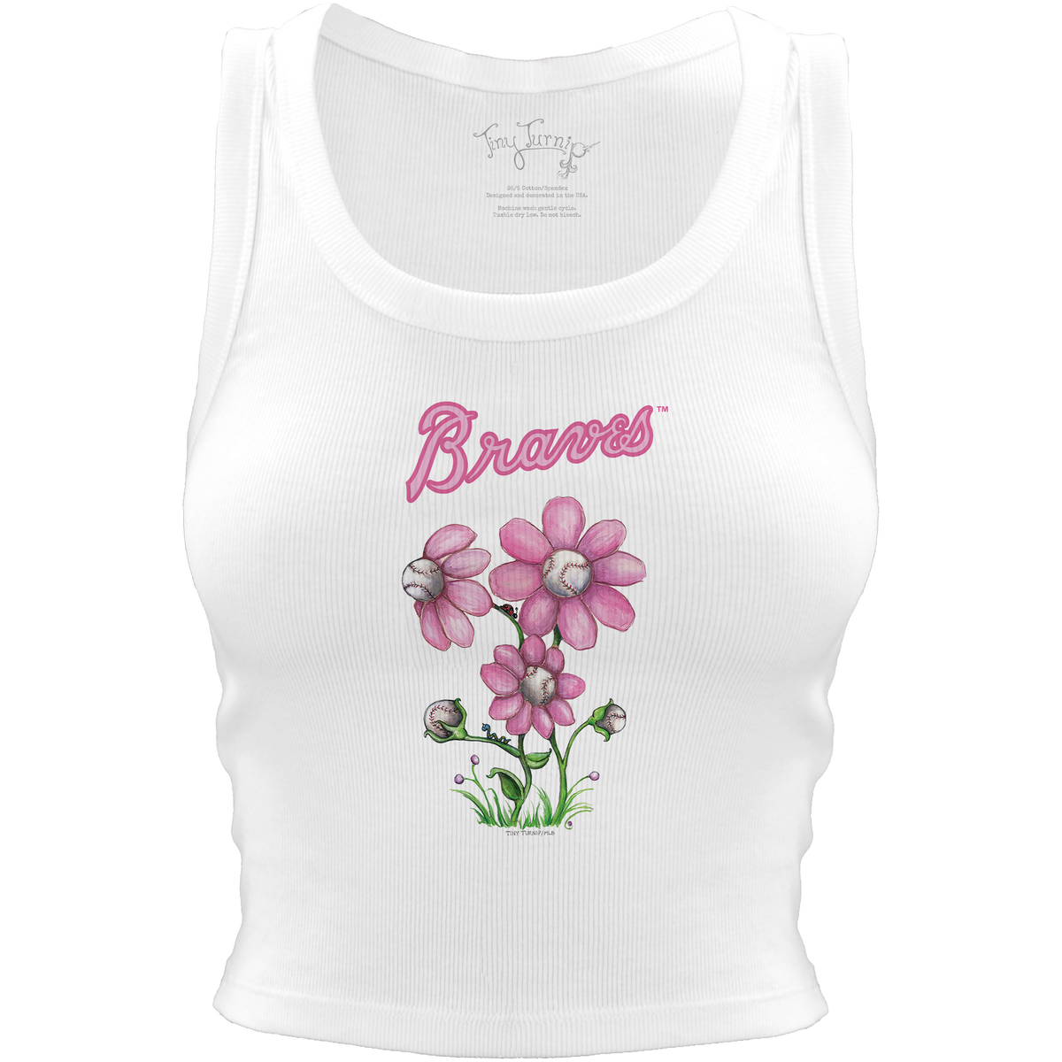 Atlanta Braves Blooming Baseballs Crop Tank - Tiny Turnip