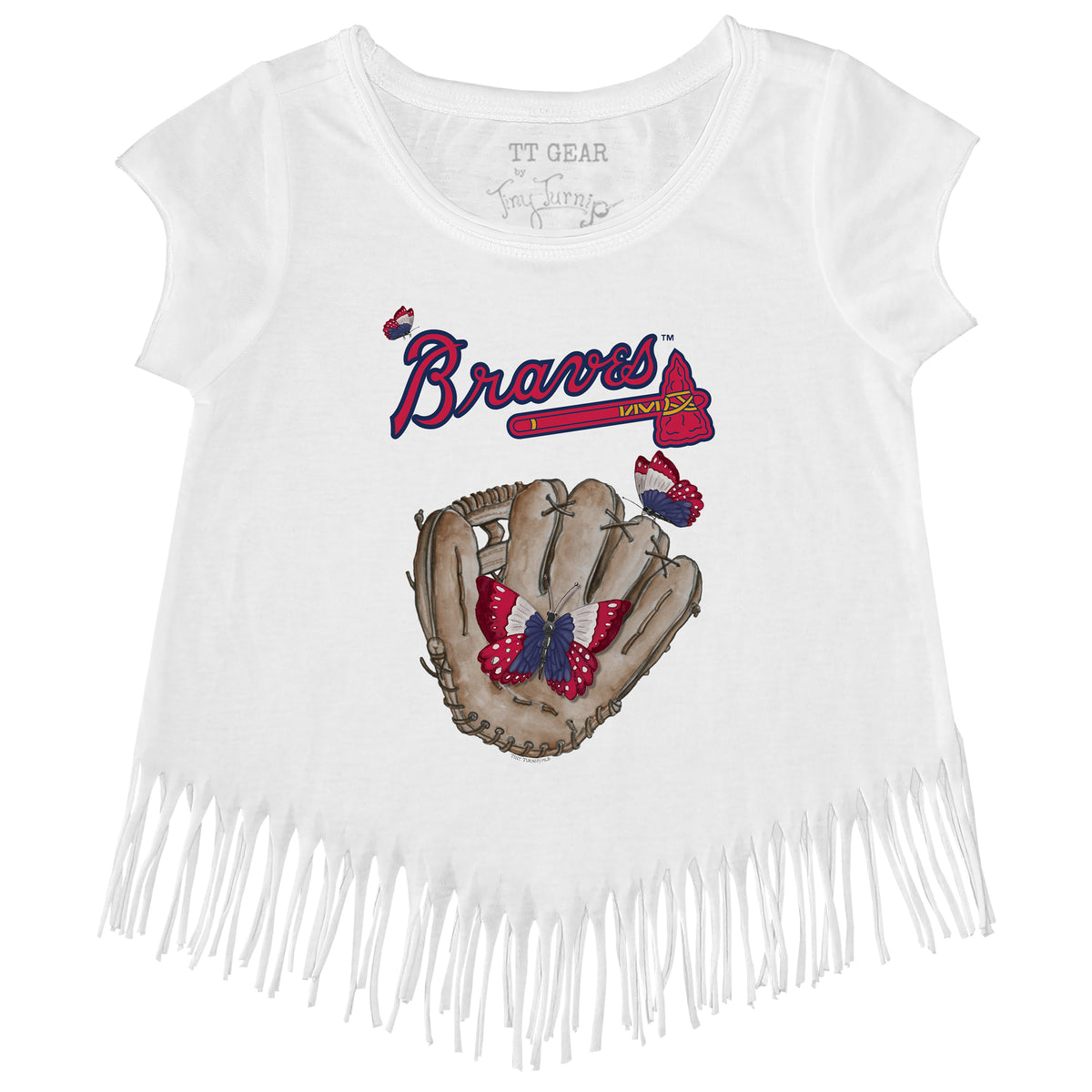 Atlanta Braves Butterfly Glove Fringe Tee