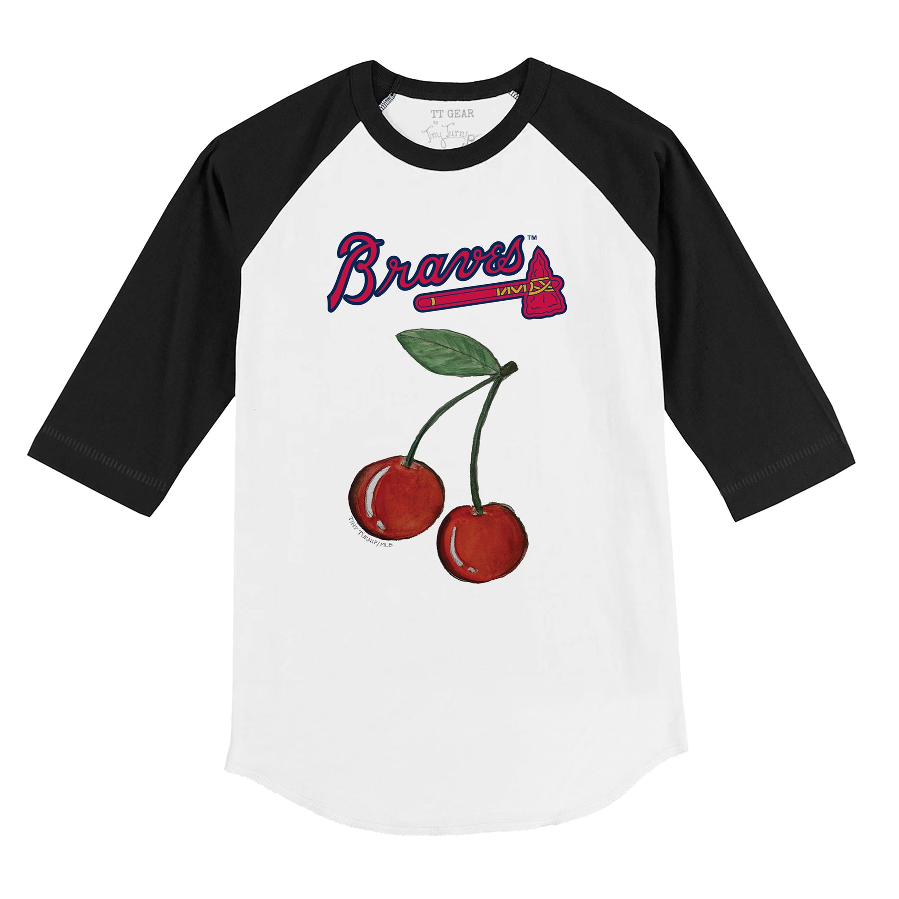 Atlanta Braves Cherry 3/4 Black Sleeve Raglan