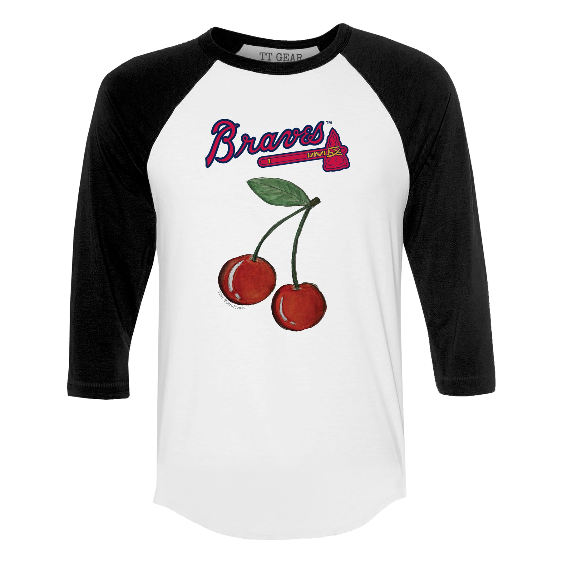Atlanta Braves Cherry 3/4 Black Sleeve Raglan