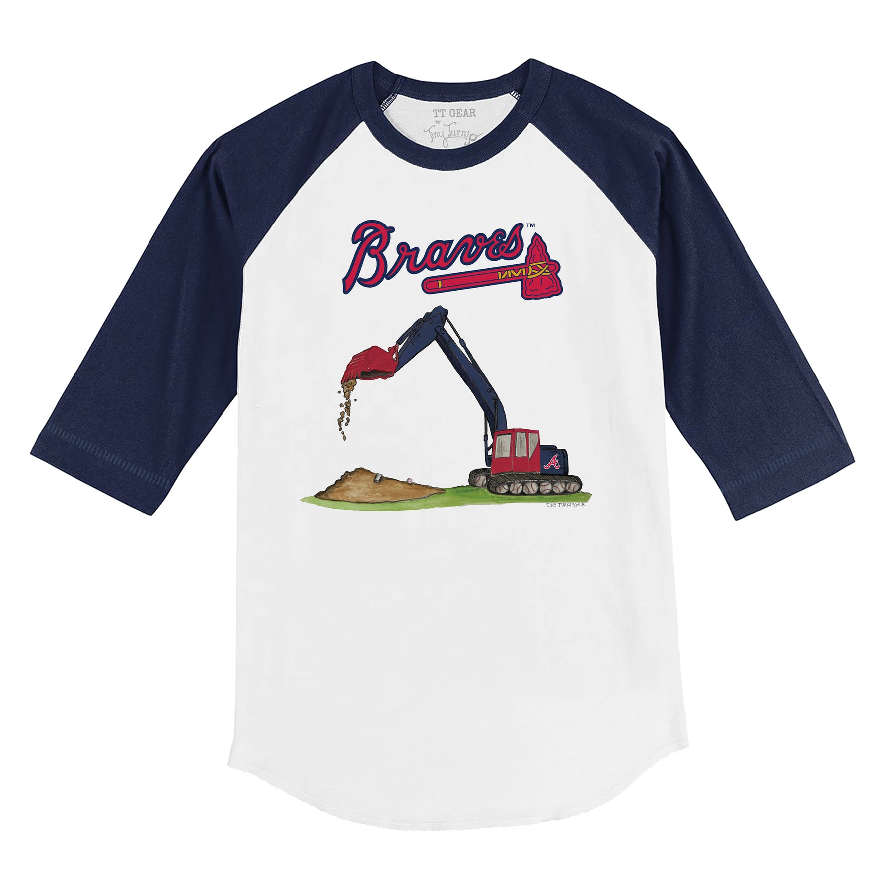 Atlanta Braves Excavator 3/4 Navy Blue Sleeve Raglan