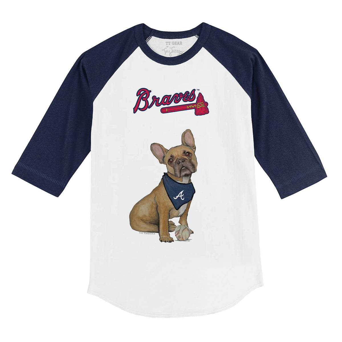 Atlanta Braves French Bulldog 3/4 Navy Blue Sleeve Raglan