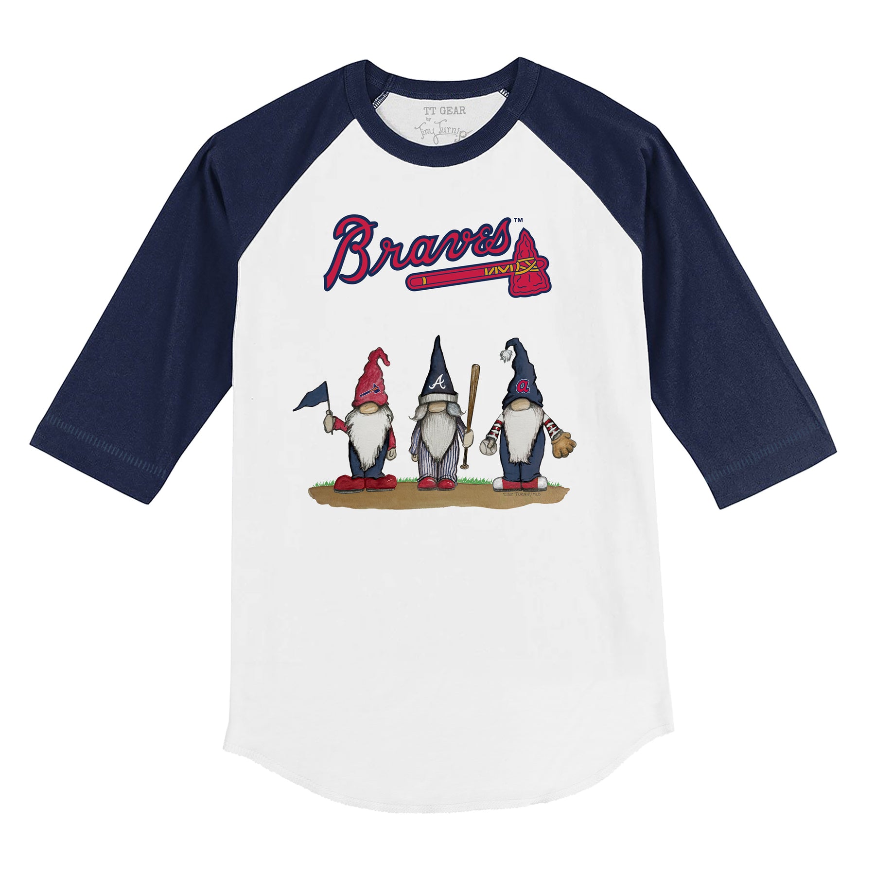 Atlanta Braves Gnomes 3/4 Navy Blue Sleeve Raglan