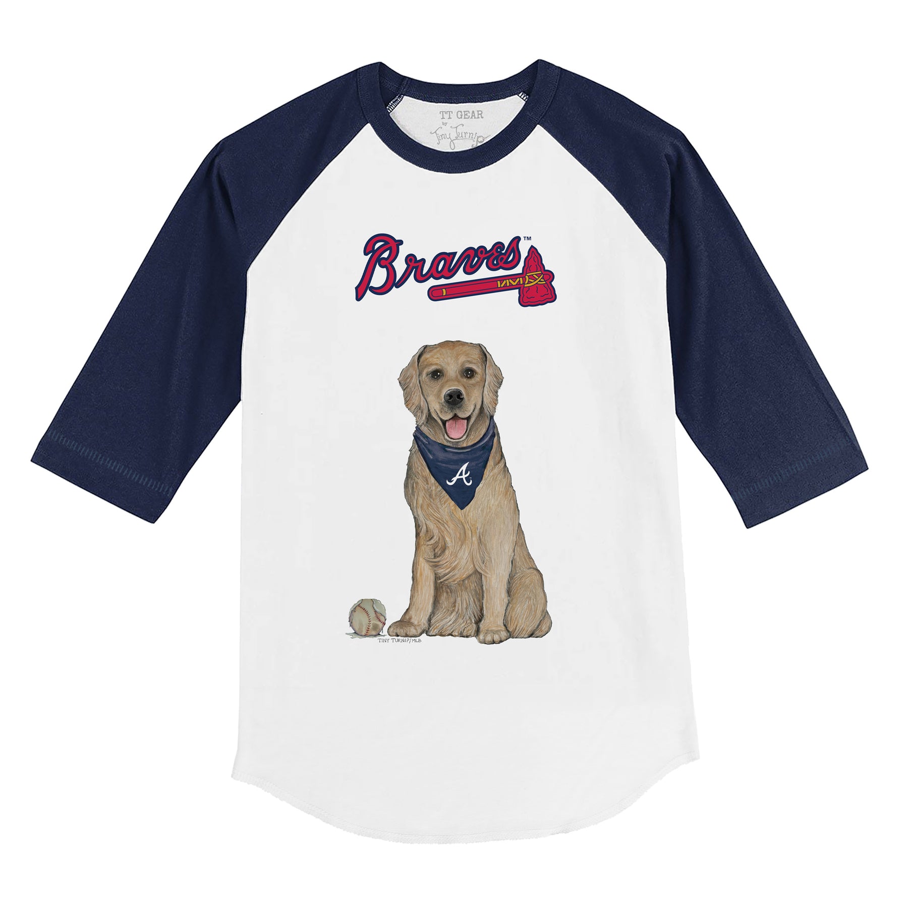 Atlanta Braves Golden Retriever 3/4 Navy Blue Sleeve Raglan