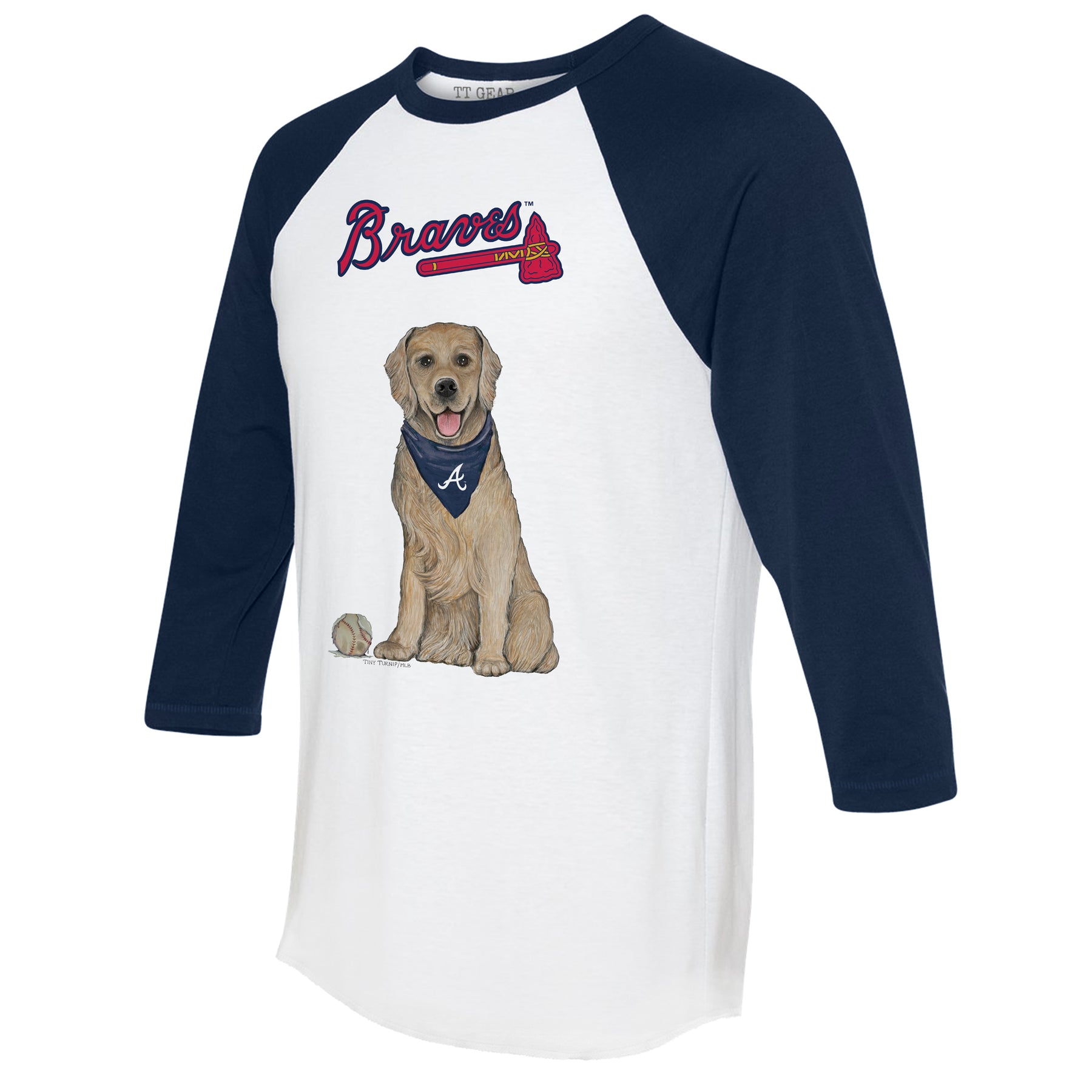 Atlanta Braves Golden Retriever 3/4 Navy Blue Sleeve Raglan