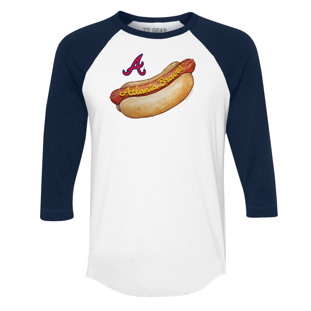 Atlanta Braves Hot Dog 3/4 Navy Blue Sleeve Raglan