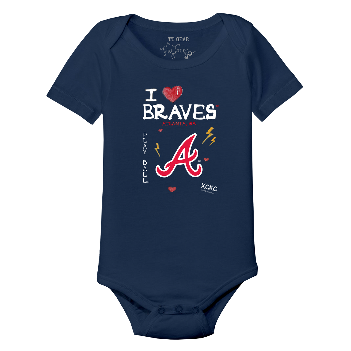 I Heart Braves Short Sleeve Snapper - Tiny Turnip