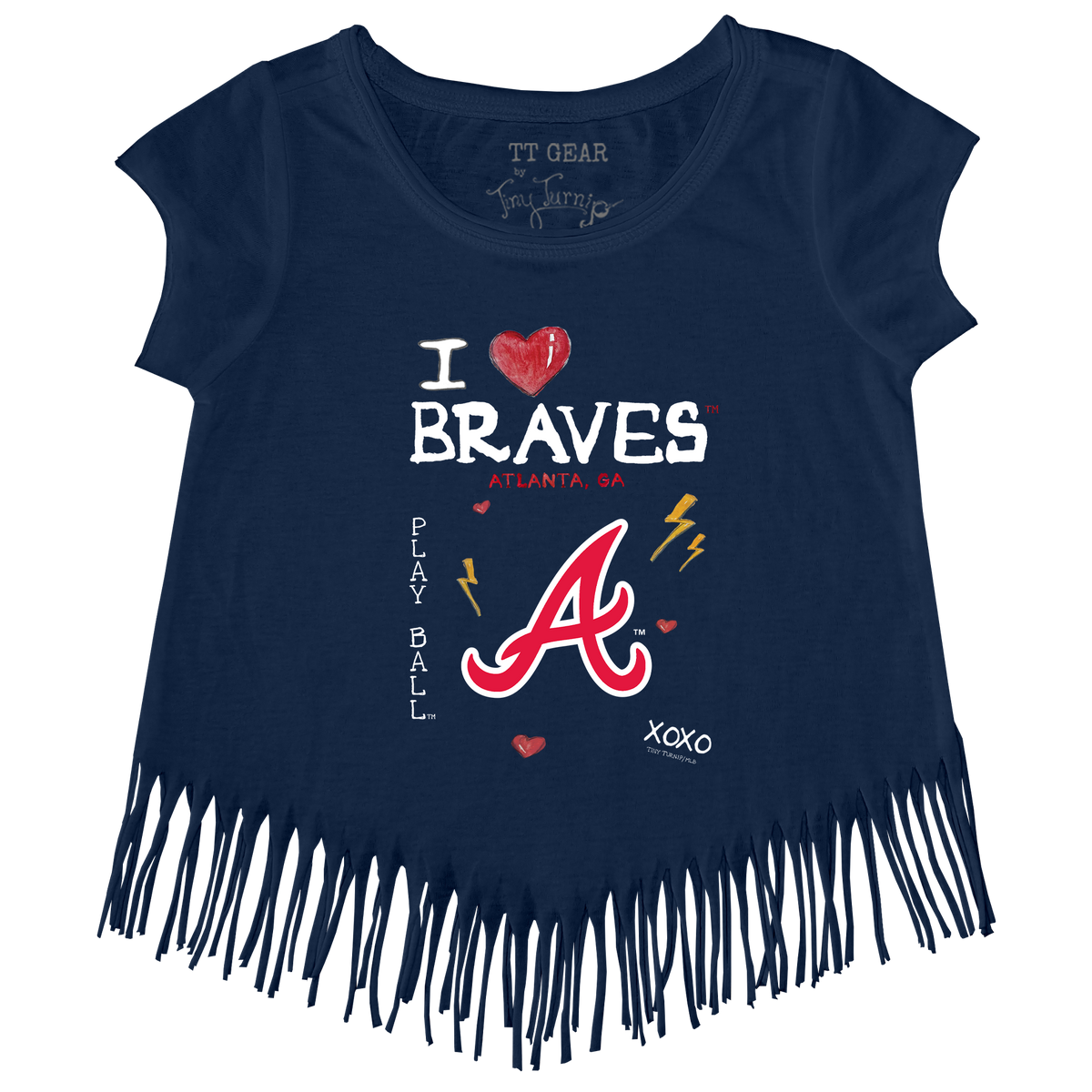 I Heart Braves Fringe Tee - Tiny Turnip