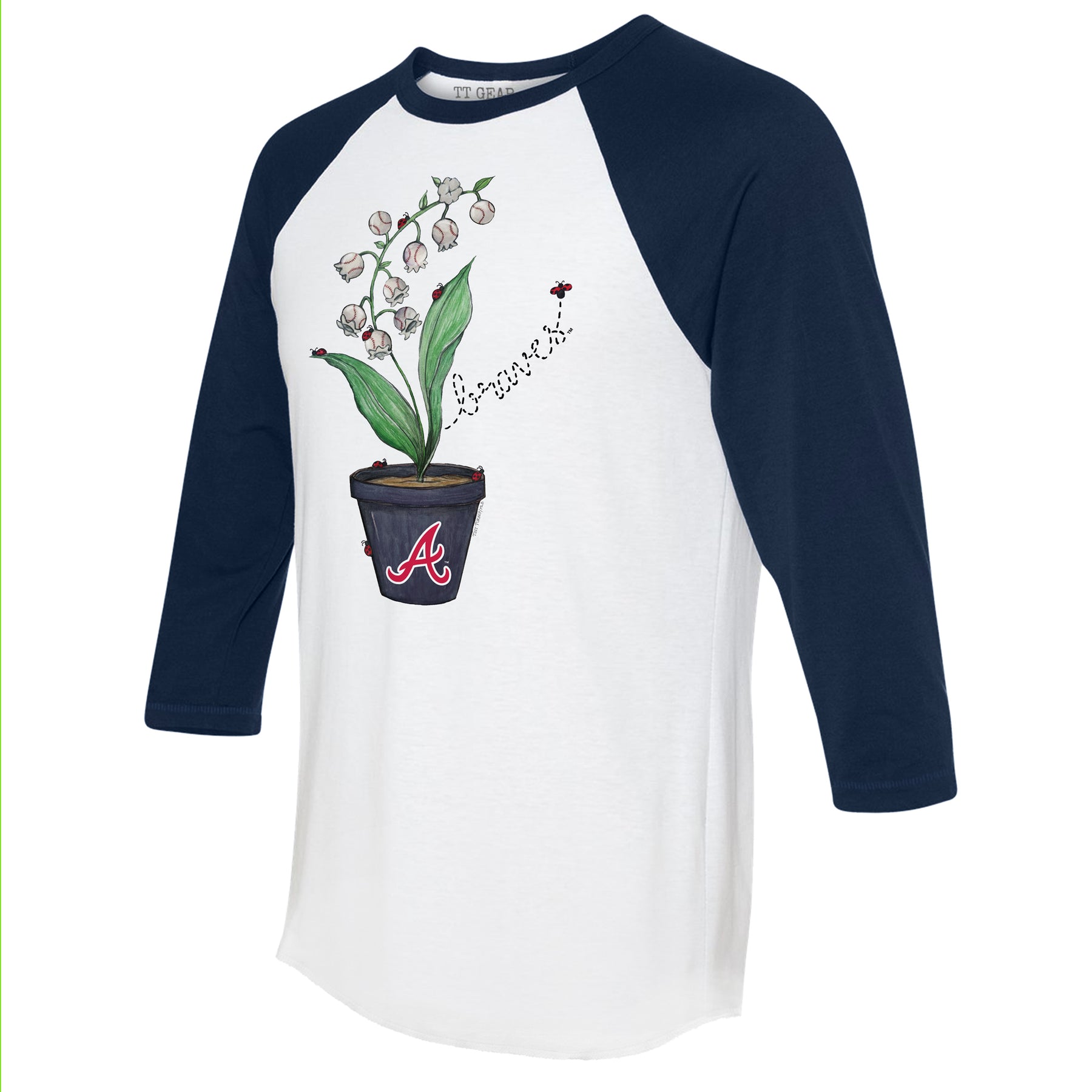 Atlanta Braves Ladybug 3/4 Navy Blue Sleeve Raglan