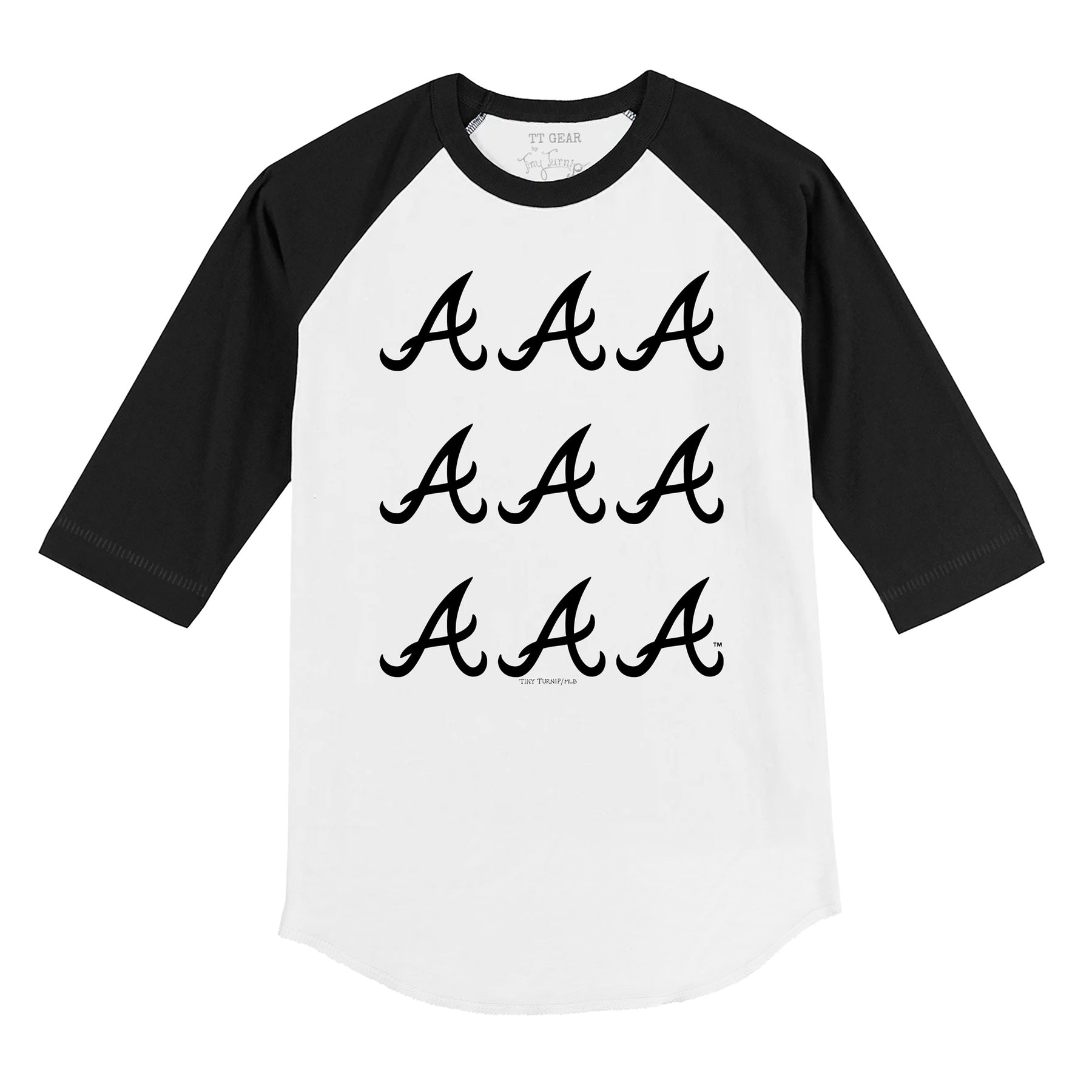 Atlanta Braves Logo Grid 3/4 Black Sleeve Raglan