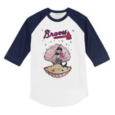 Atlanta Braves Mermaid 3/4 Navy Blue Sleeve Raglan