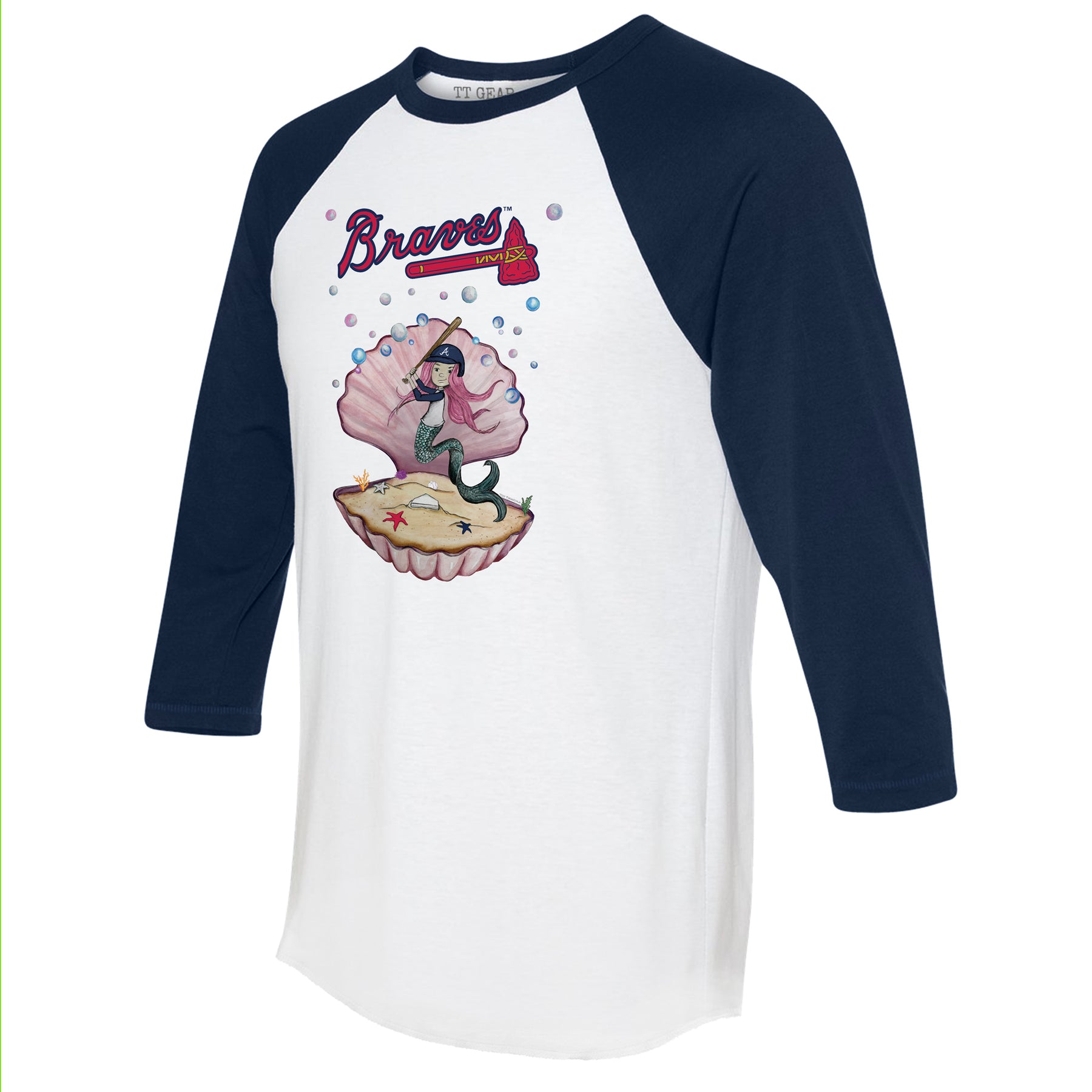 Atlanta Braves Mermaid 3/4 Navy Blue Sleeve Raglan