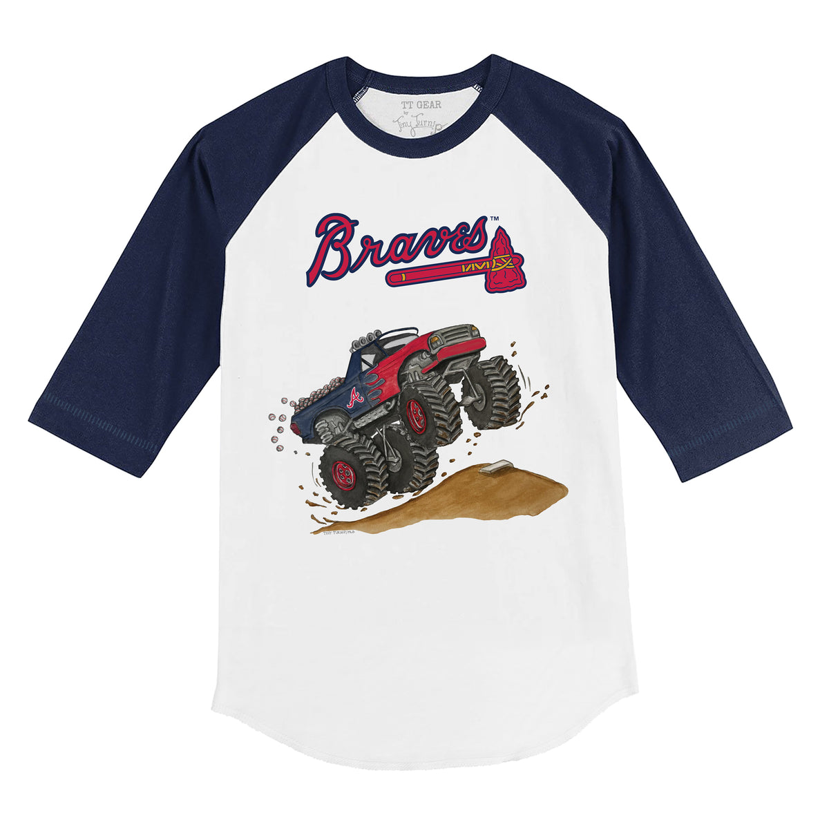 Atlanta Braves Monster Truck 3/4 Navy Blue Sleeve Raglan