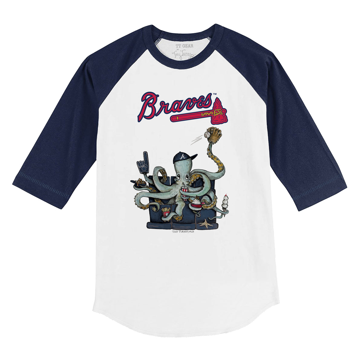 Atlanta Braves Octopus 3/4 Navy Blue Sleeve Raglan