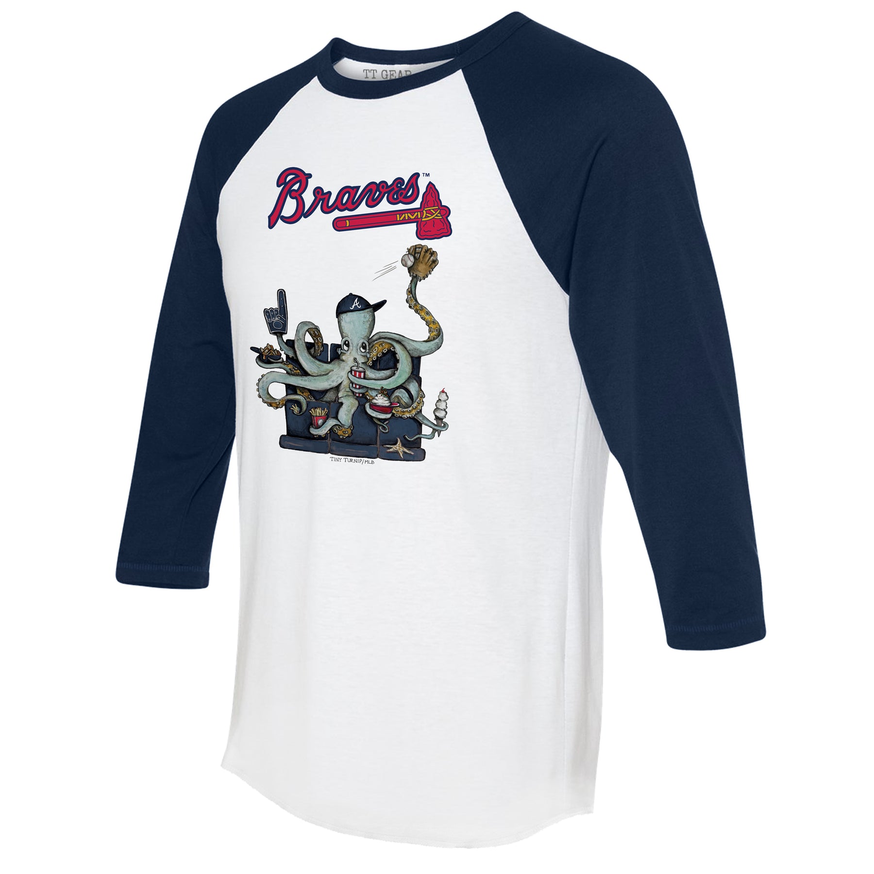 Atlanta Braves Octopus 3/4 Navy Blue Sleeve Raglan