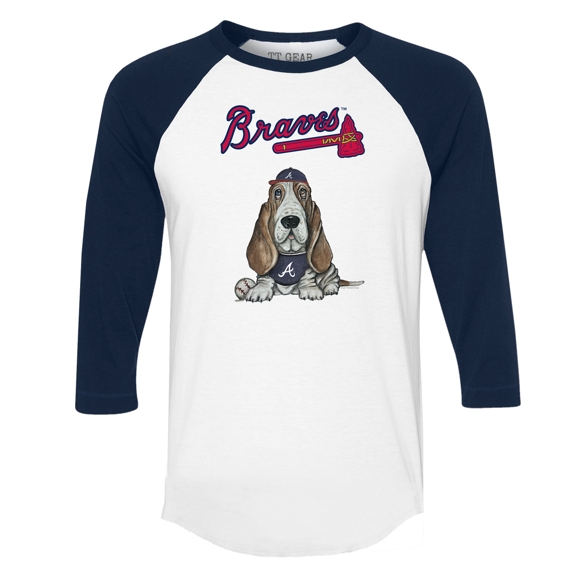 Atlanta Braves Puddy 3/4 Navy Blue Sleeve Raglan - Tiny Turnip