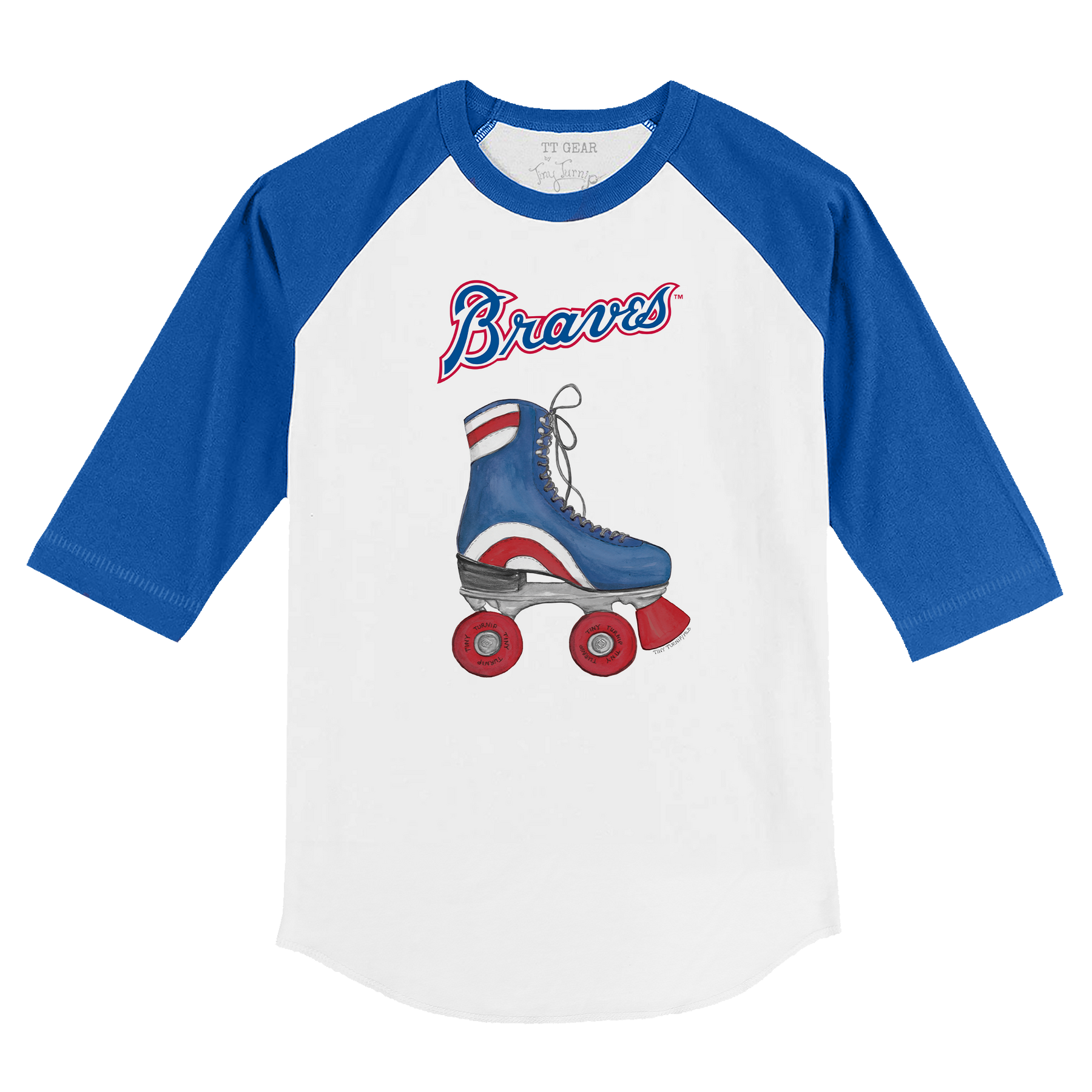 Atlanta Braves Retro Skate 3/4 Royal Blue Sleeve Raglan