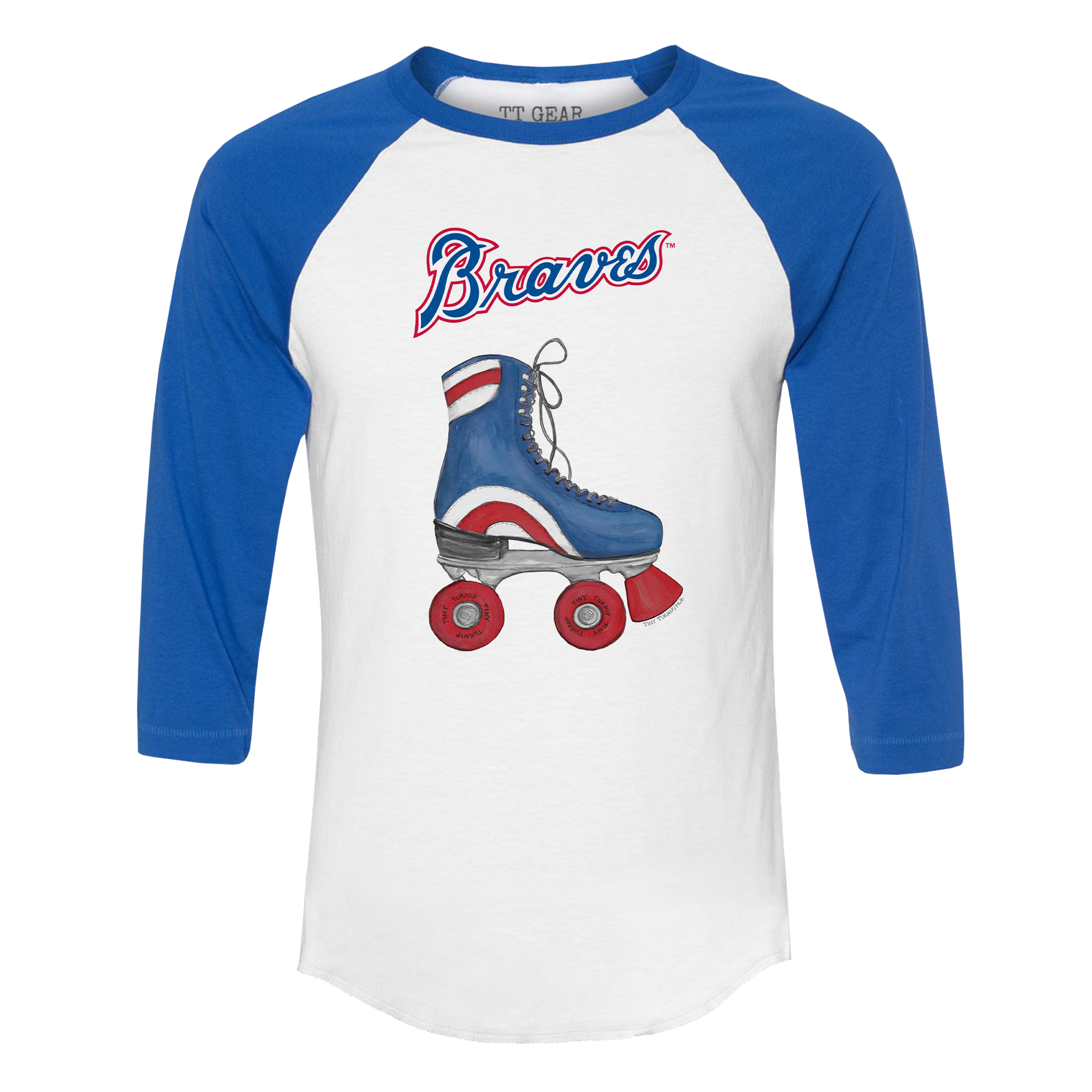 Atlanta Braves Retro Skate 3/4 Royal Blue Sleeve Raglan