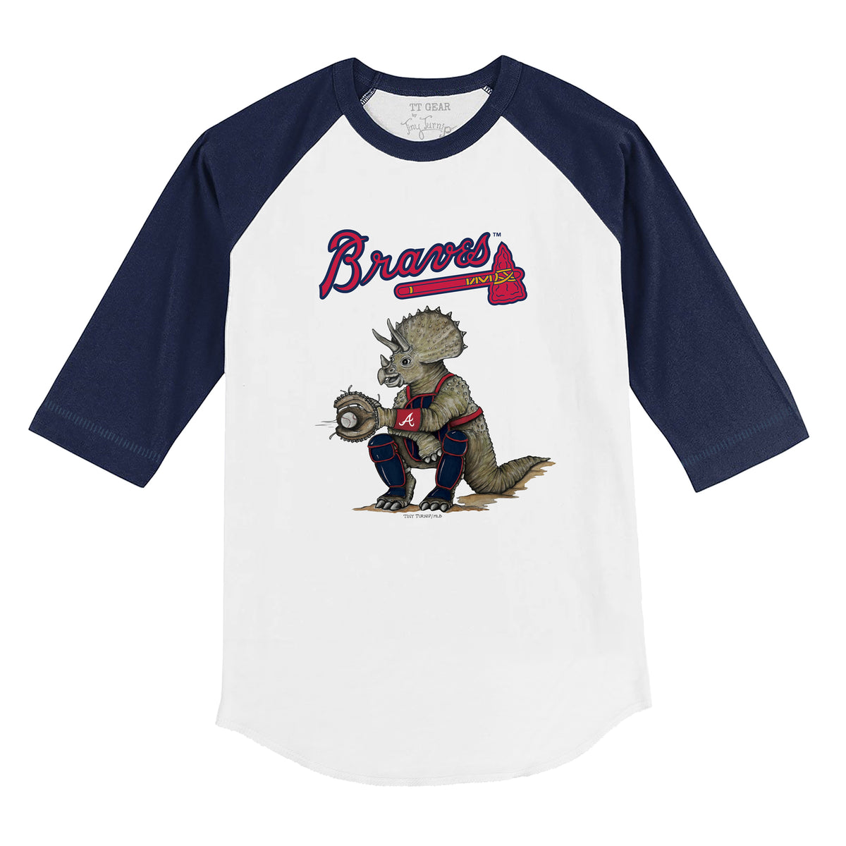 Atlanta Braves Triceratops 3/4 Navy Blue Sleeve Raglan