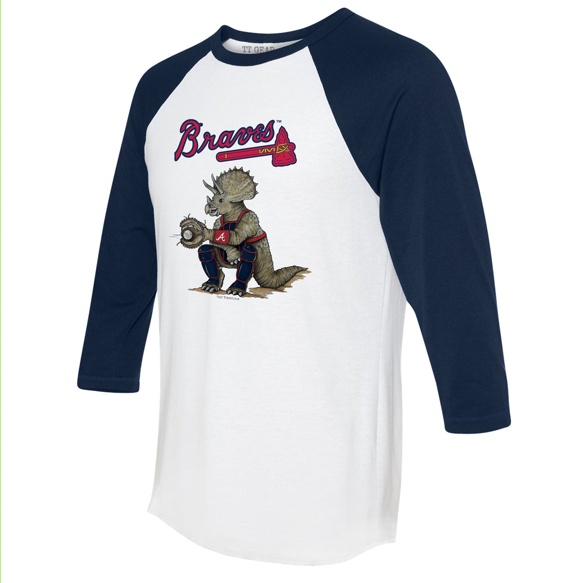 Atlanta Braves Triceratops 3/4 Navy Blue Sleeve Raglan