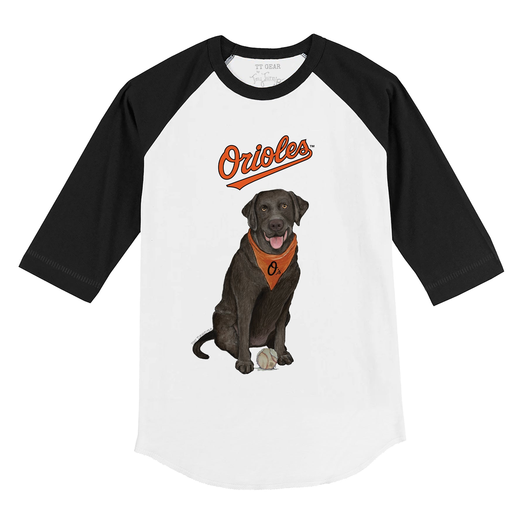 Baltimore Orioles  Black Labrador Retriever 3/4 Black Sleeve Raglan