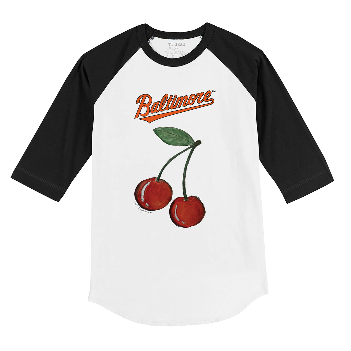 Baltimore Orioles Cherry 3/4 Black Sleeve Raglan