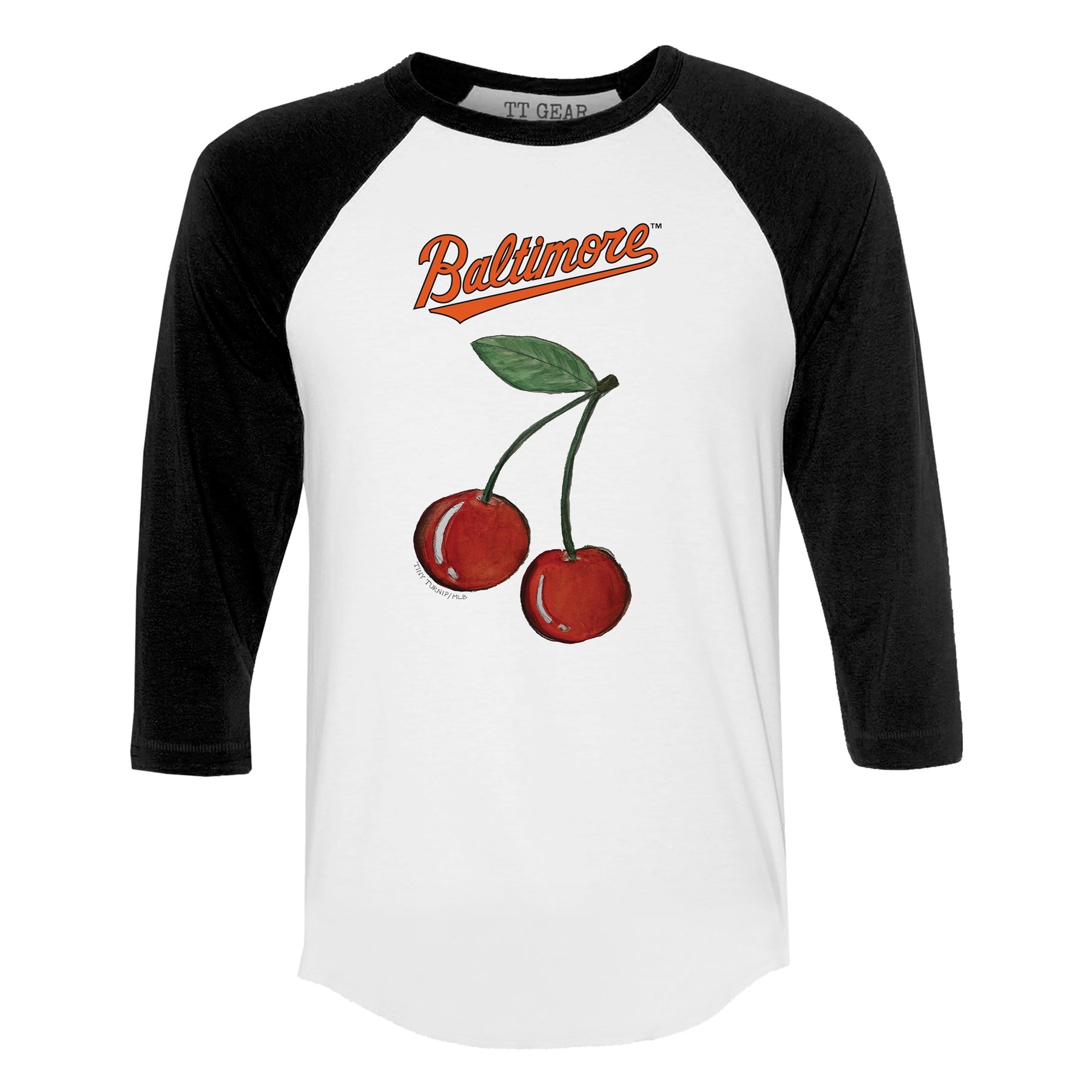 Baltimore Orioles Cherry 3/4 Black Sleeve Raglan