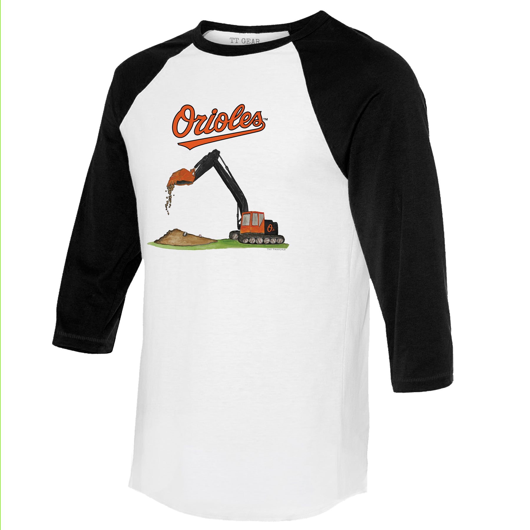 Baltimore Orioles Excavator 3/4 Black Sleeve Raglan