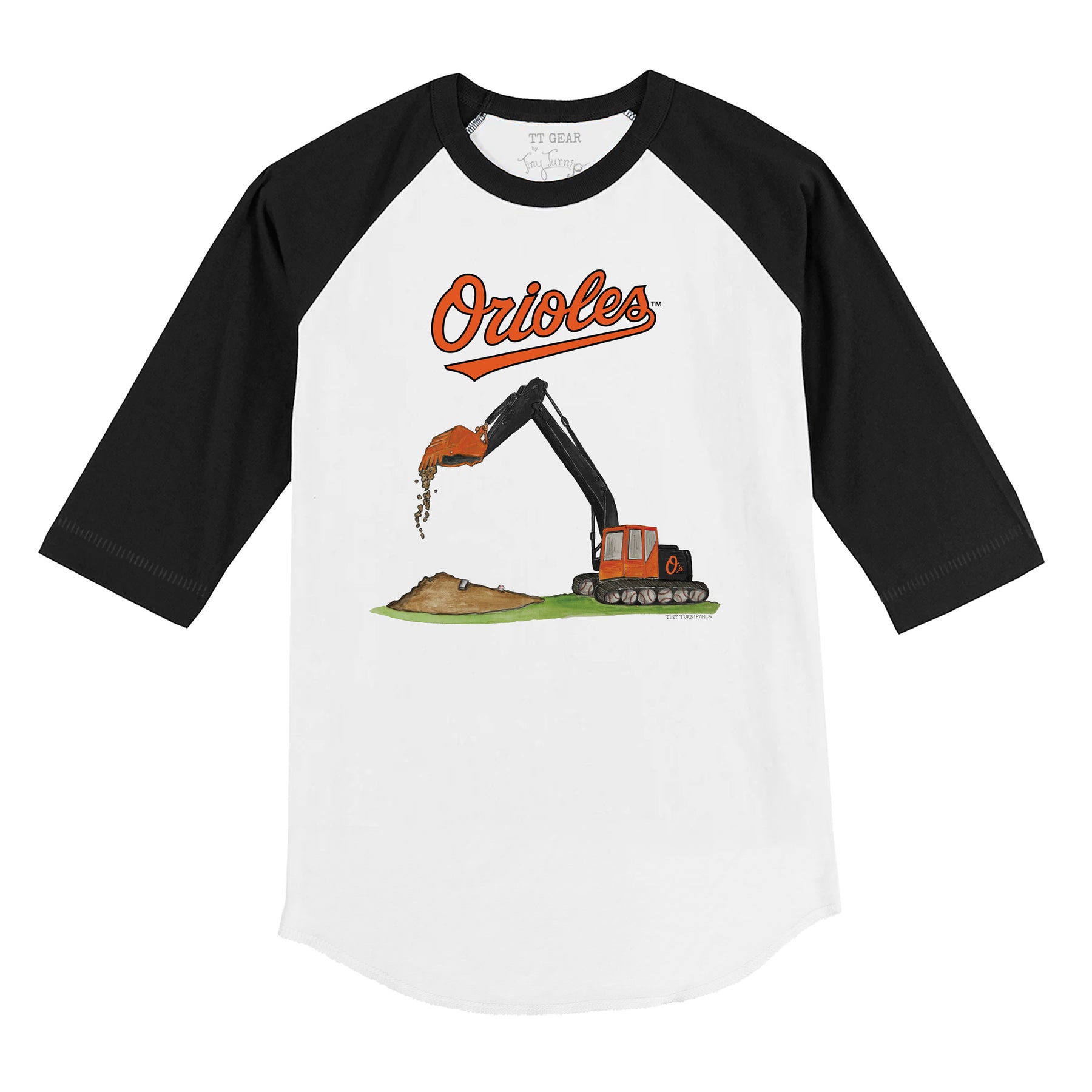 Baltimore Orioles Excavator 3/4 Black Sleeve Raglan