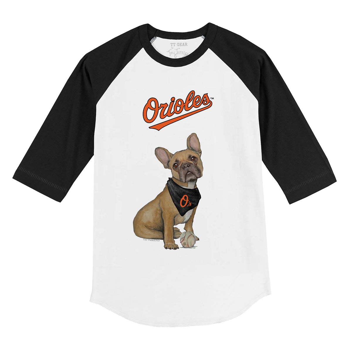Baltimore Orioles French Bulldog 3/4 Black Sleeve Raglan
