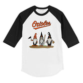Baltimore Orioles Gnomes 3/4 Black Sleeve Raglan