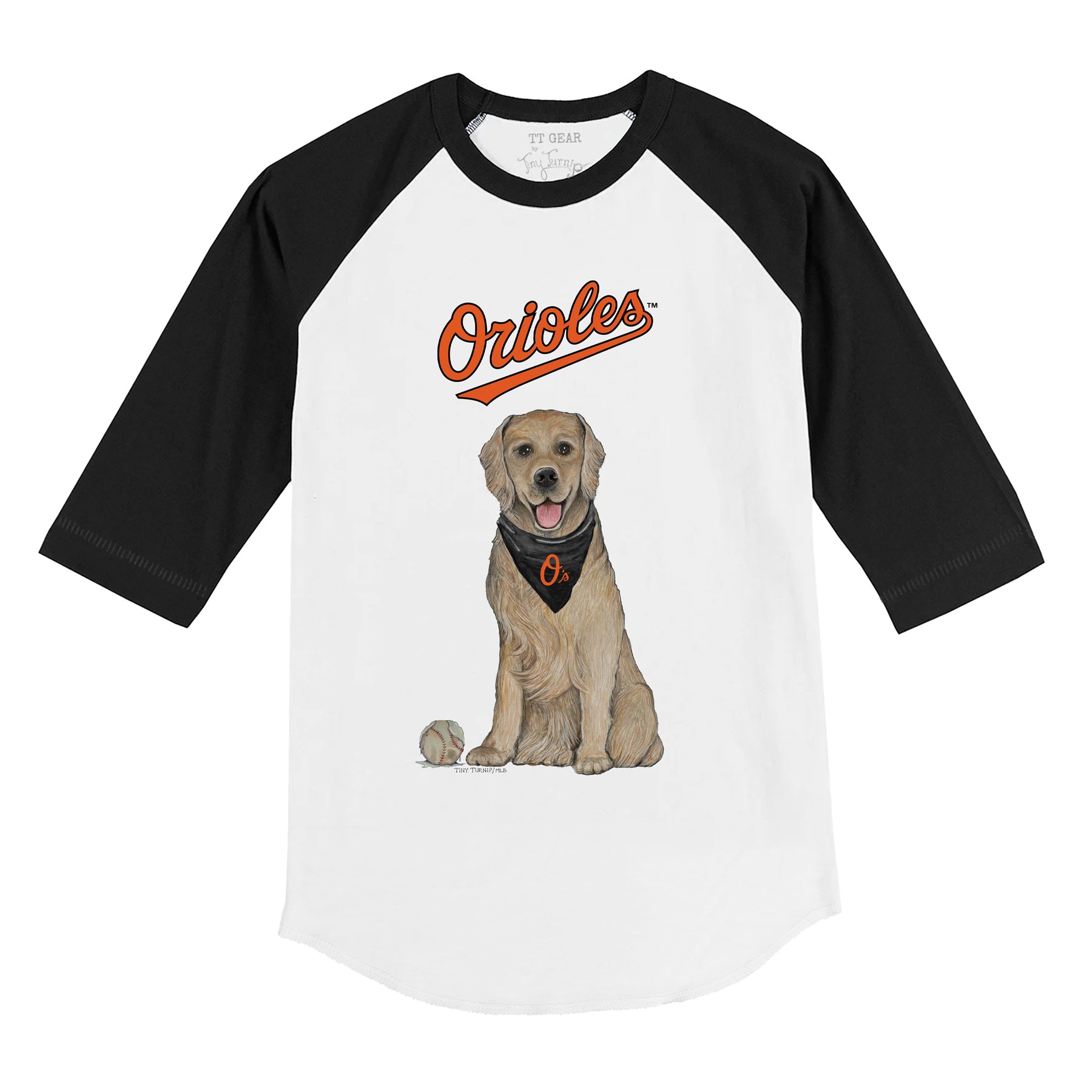 Baltimore Orioles Golden Retriever 3/4 Black Sleeve Raglan