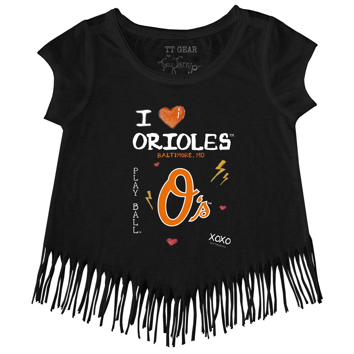 I Heart Orioles Fringe Tee - Tiny Turnip