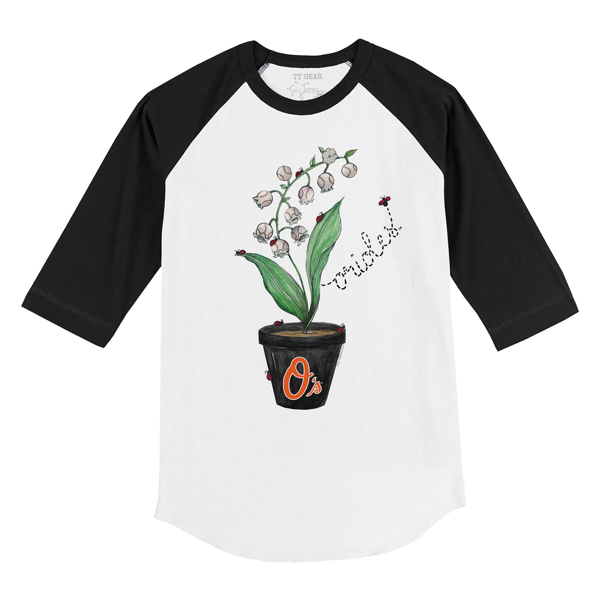 Baltimore Orioles Ladybug 3/4 Black Sleeve Raglan