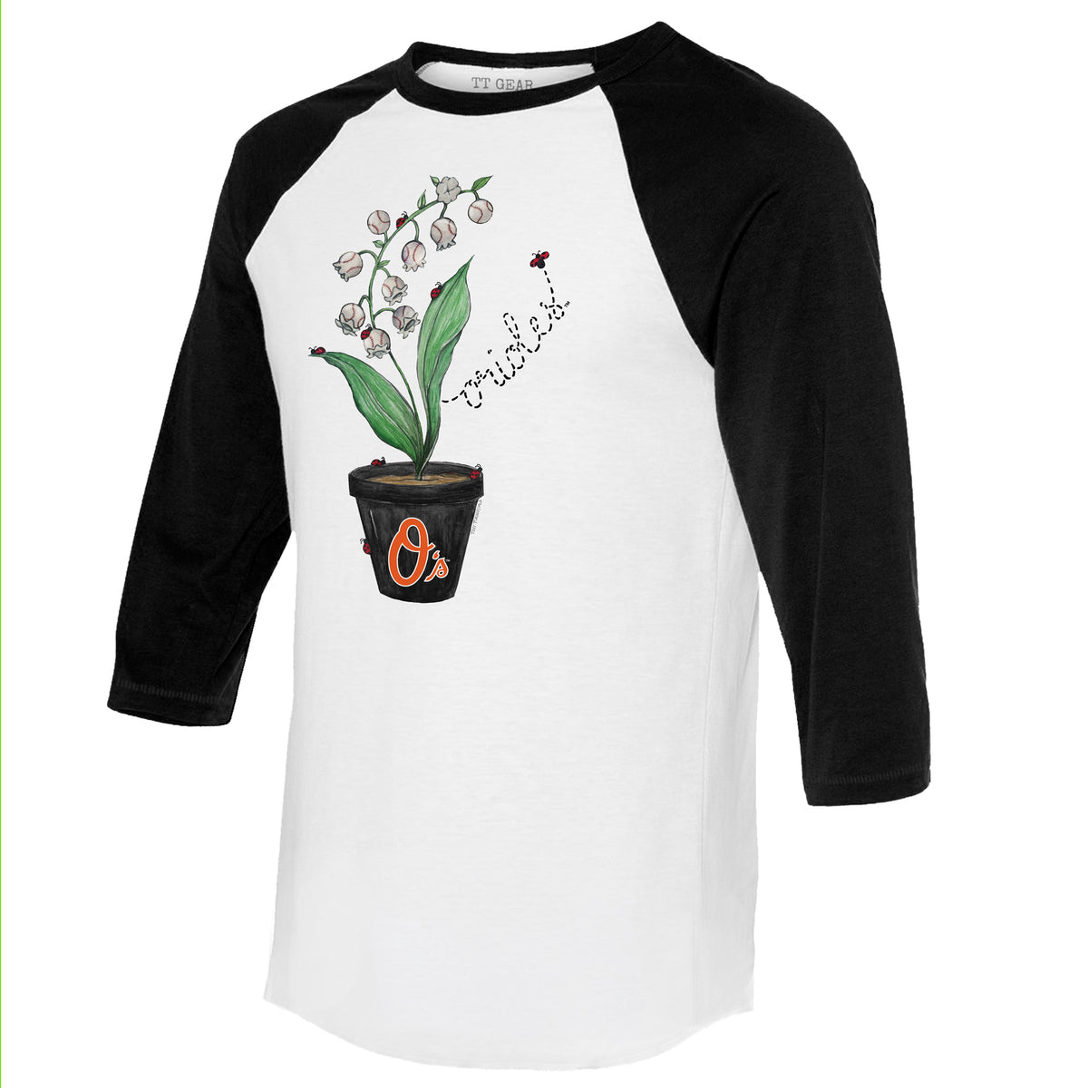 Baltimore Orioles Ladybug 3/4 Black Sleeve Raglan