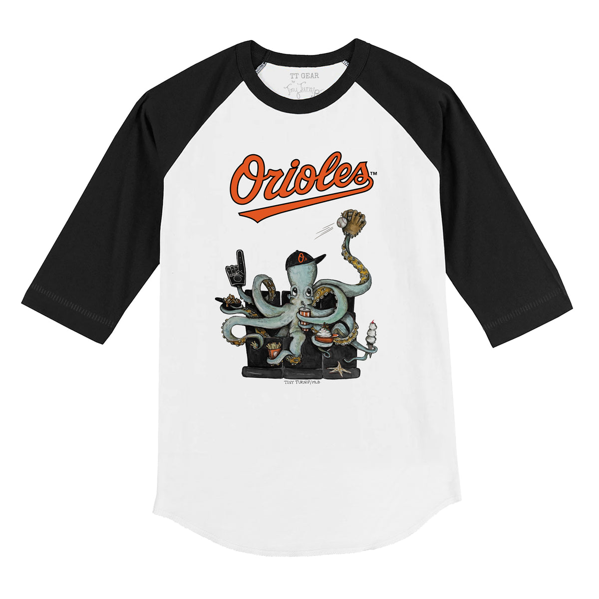 Baltimore Orioles Octopus 3/4 Black Sleeve Raglan