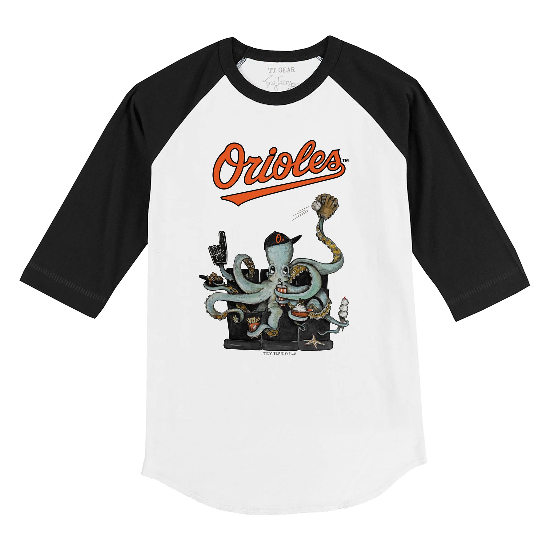 Baltimore Orioles Octopus 3/4 Black Sleeve Raglan