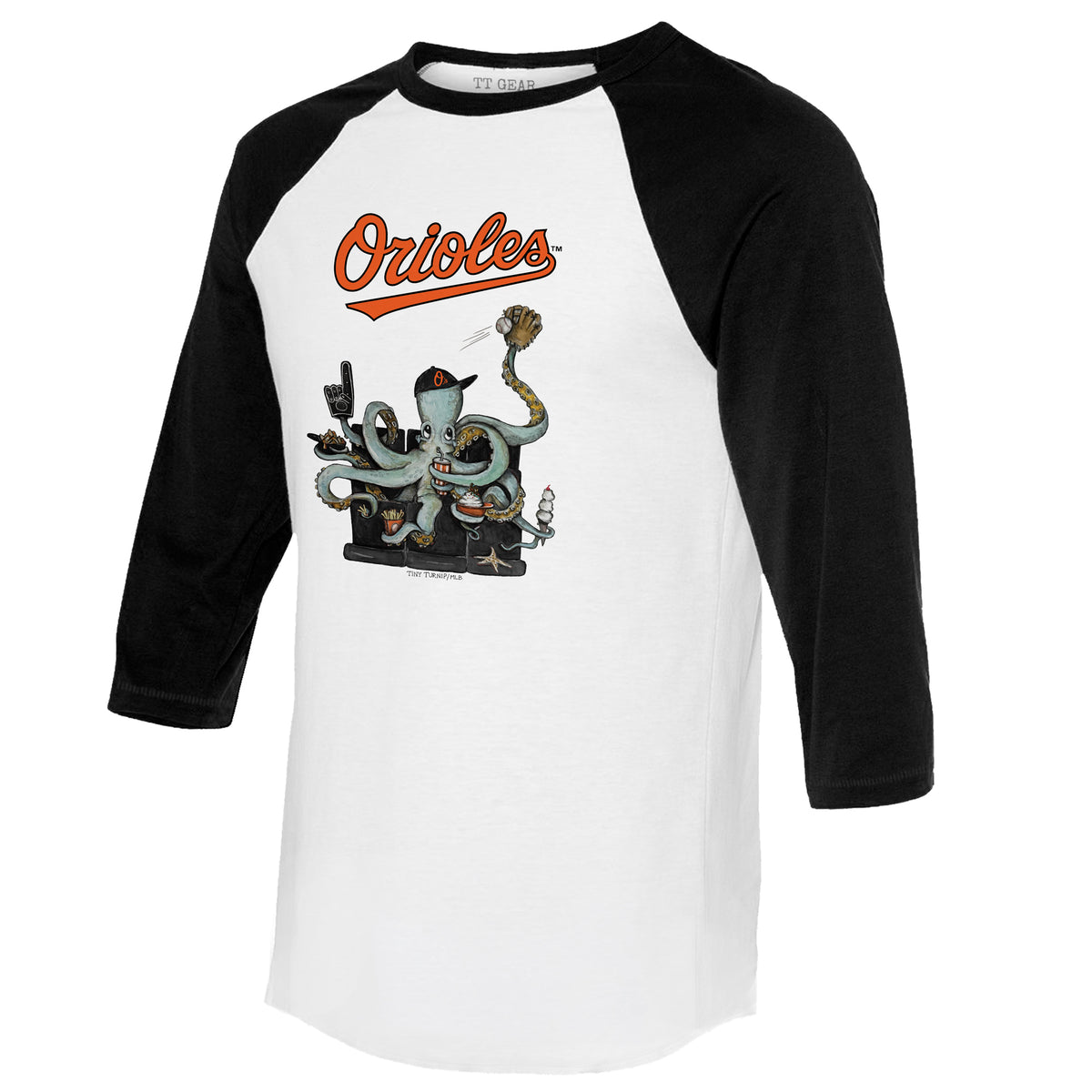 Baltimore Orioles Octopus 3/4 Black Sleeve Raglan
