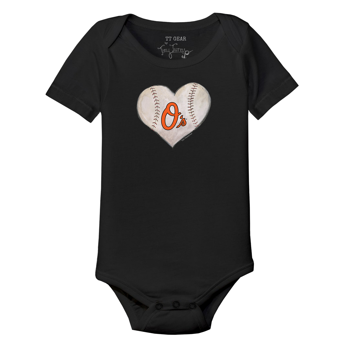 Baltimore Orioles Stitched Heart Short Sleeve Snapper - Tiny Turnip