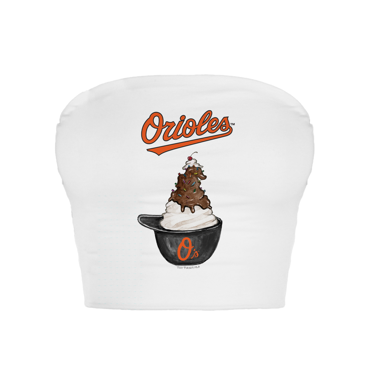 Baltimore Orioles Sundae Helmet Crop Tube Top - Tiny Turnip