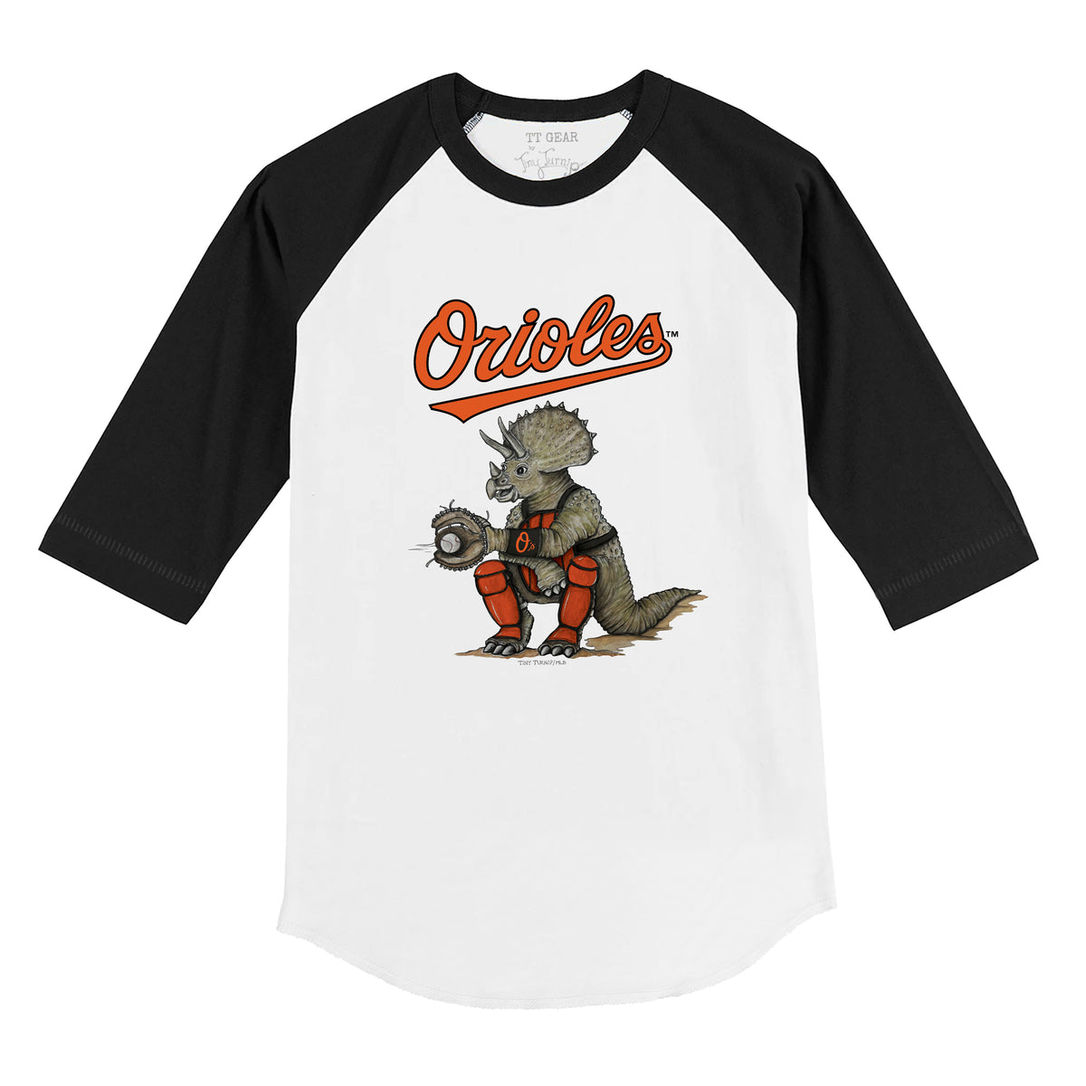 Baltimore Orioles Triceratops 3/4 Black Sleeve Raglan