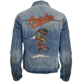 Baltimore Orioles 2024 Year of the Dragon Distressed Denim Jacket