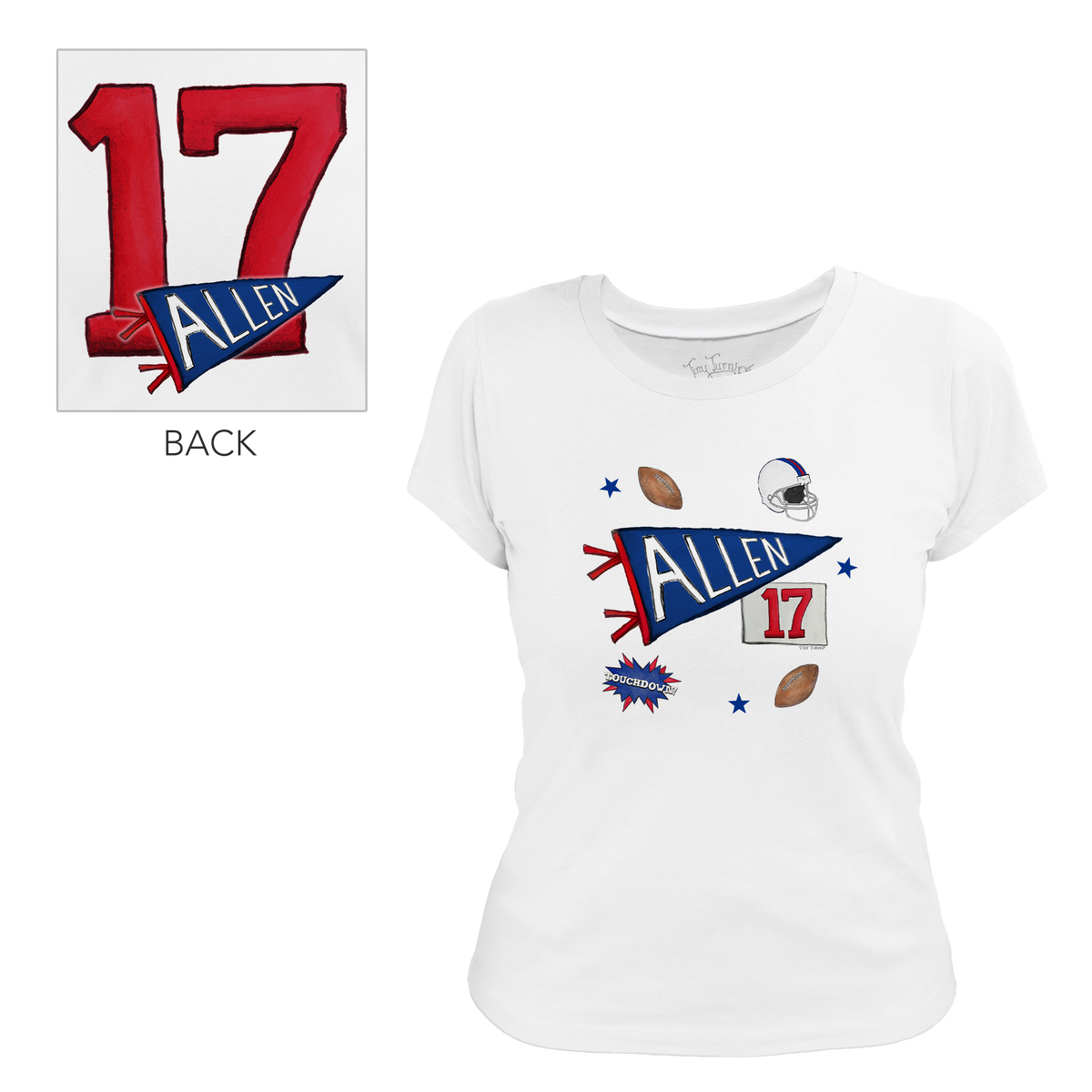VIP Pennant Collage w/ Name, Number - Women's Tee Shirt - Tiny Turnip