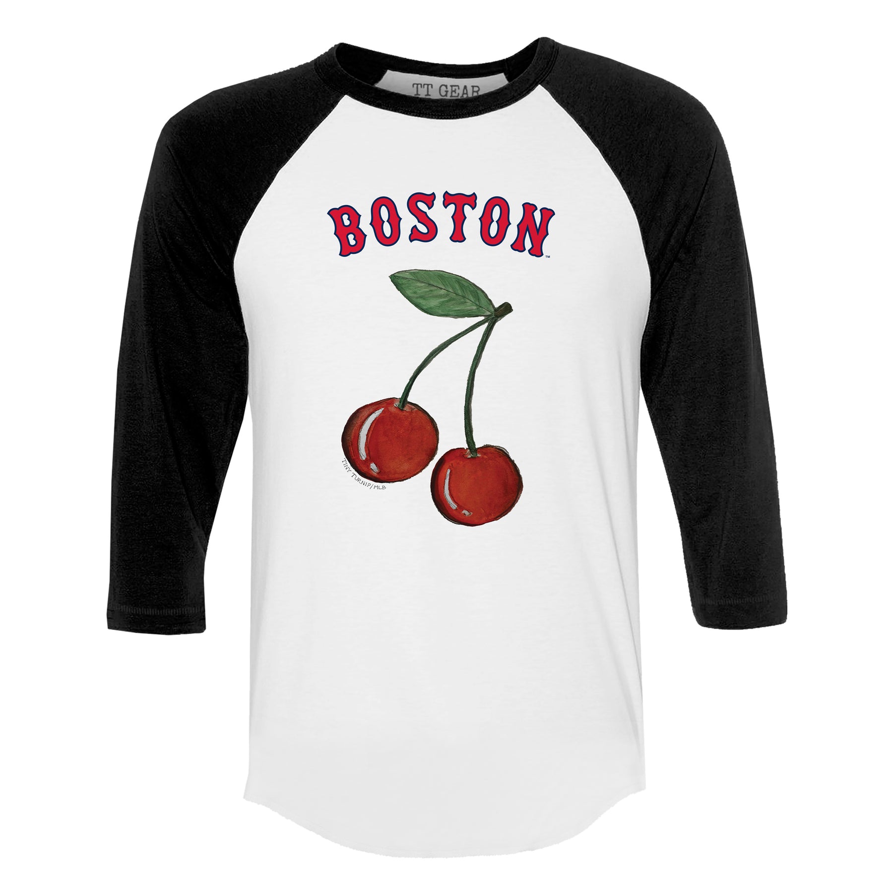Boston Red Sox Cherry 3/4 Black Sleeve Raglan