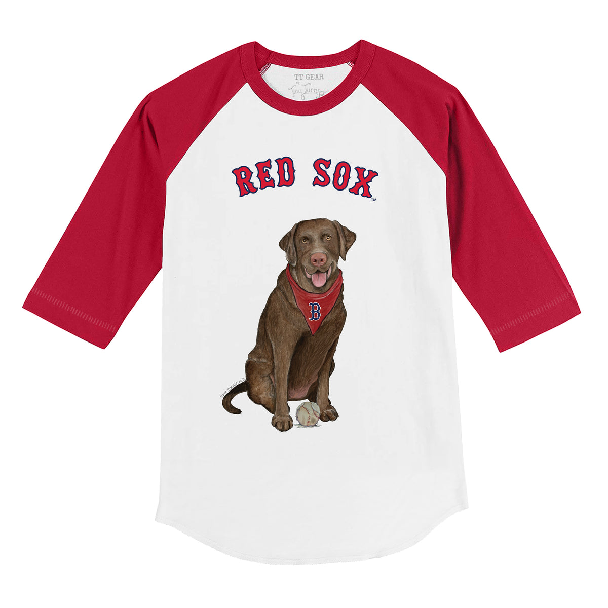 Boston Red Sox Chocolate Labrador Retriever 3/4 Red Sleeve Raglan