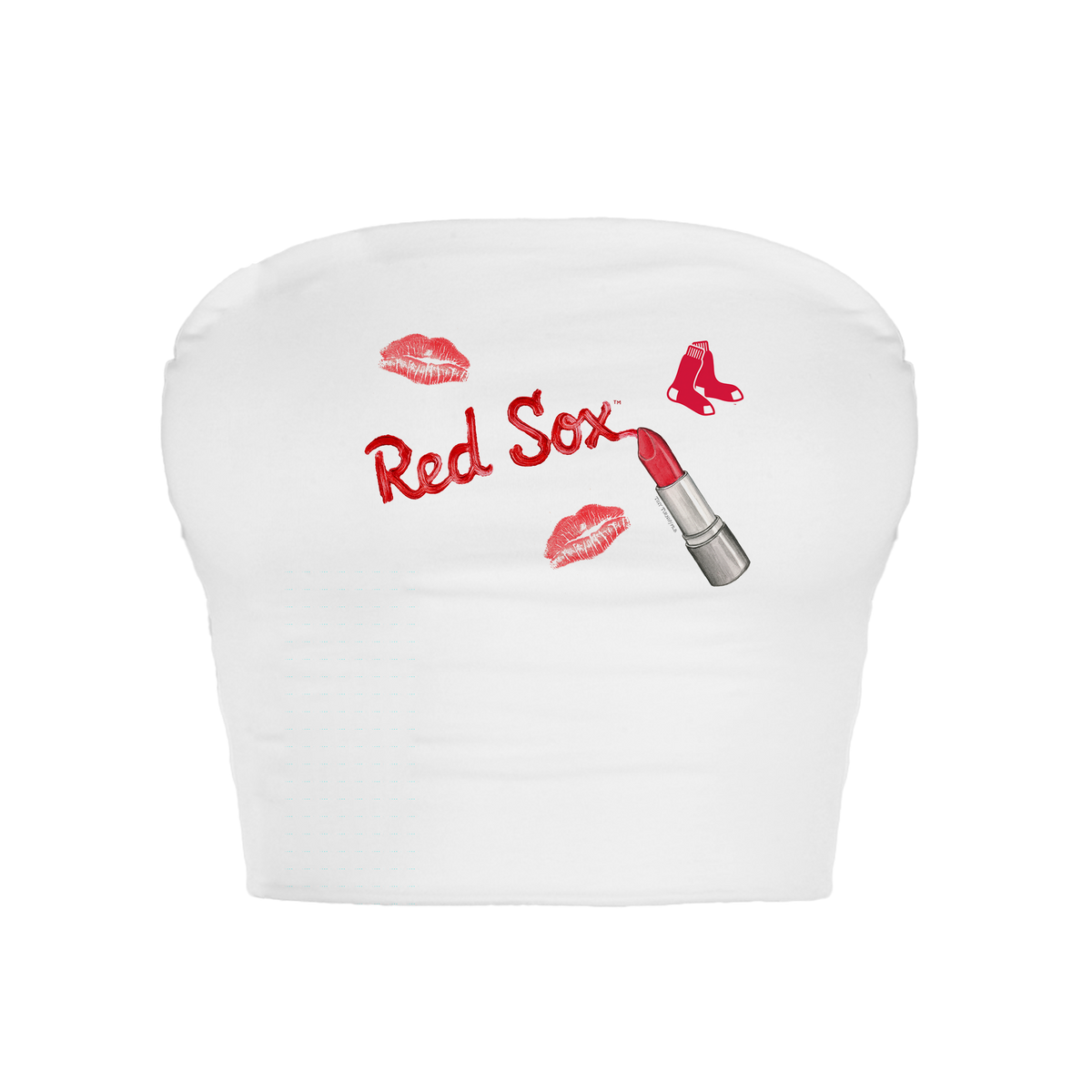 Boston Red Sox Lipstick Crop Tube Top - Tiny Turnip