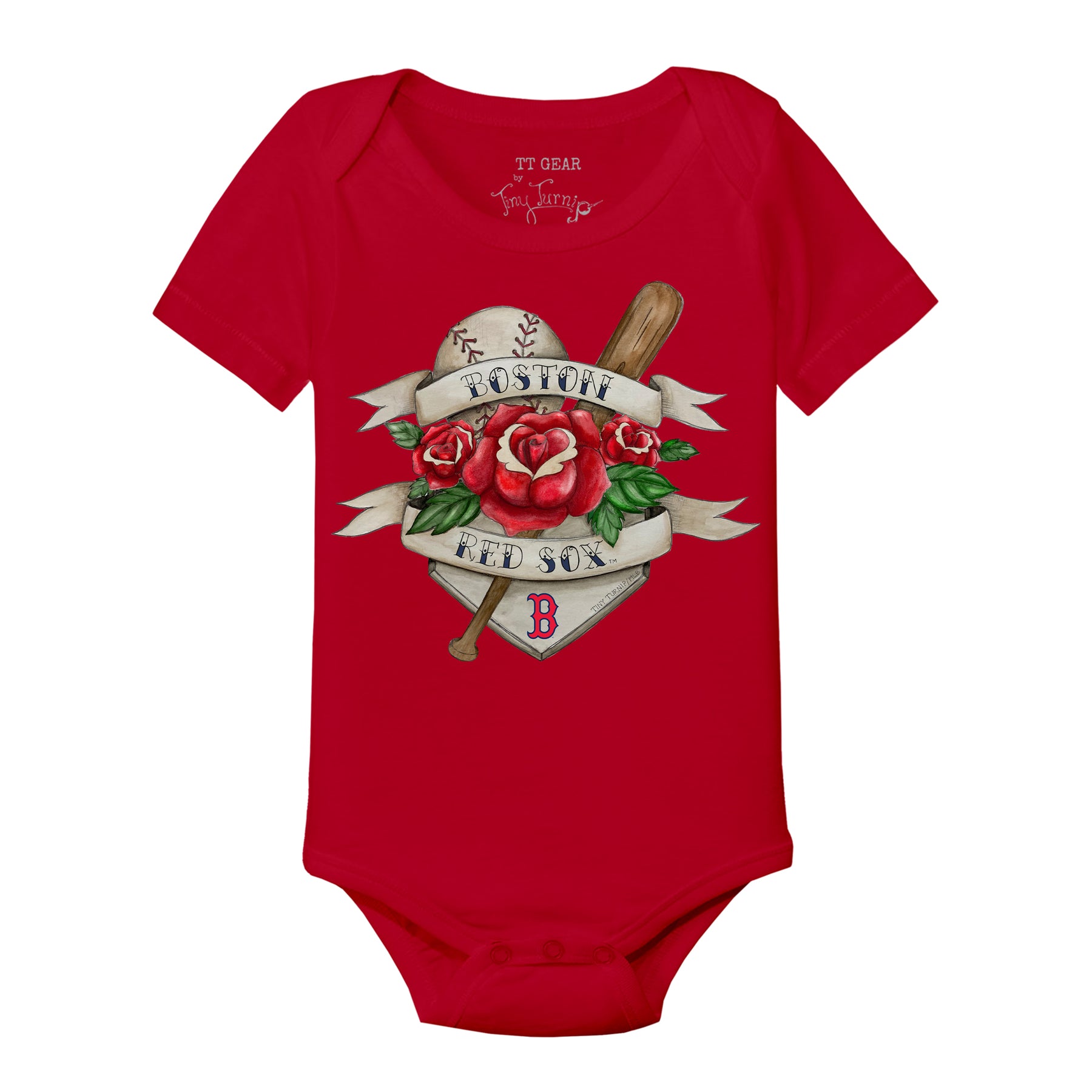Boston Red Sox Tattoo Rose Short Sleeve Snapper