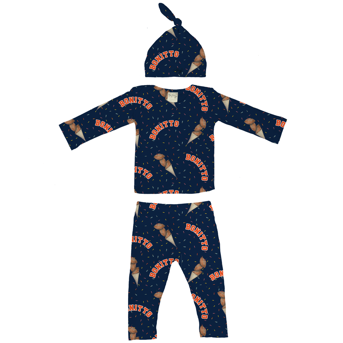 VIP Football: Triple Scoop w/ Name - Long Sleeve Layette Set - Tiny Turnip