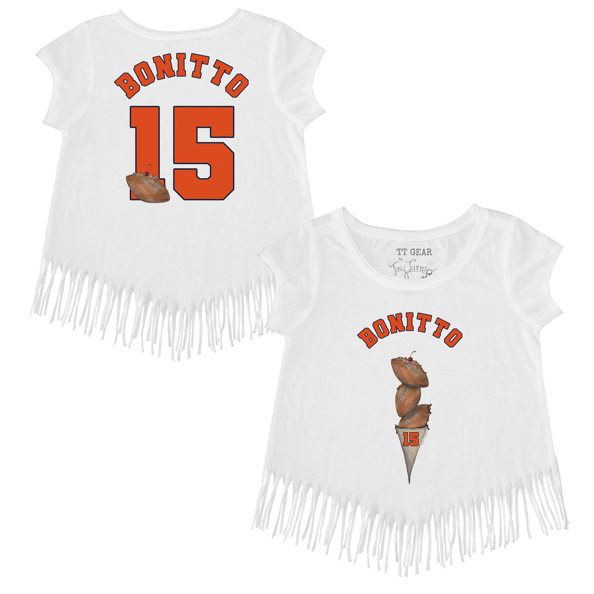 VIP Football: Triple Scoop w/ Name - Fringe Tee - Tiny Turnip